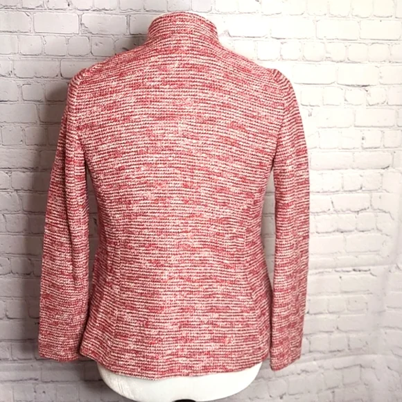 Talbots Blazer Cotton Blend Red White Petite 6P - Picture 4 of 6
